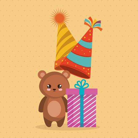 cute bear teddy with gift vector illustration designのイラスト素材