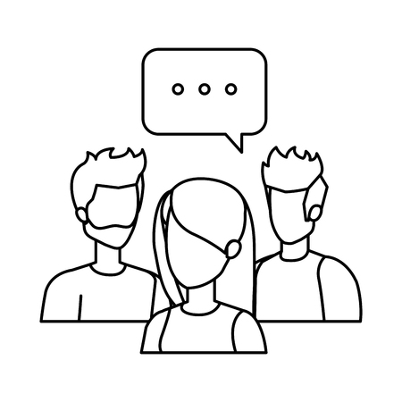 group of people with speech bubble characters vector illustration designのイラスト素材