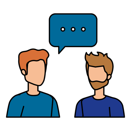 couple of men with speech bubble vector illustration designのイラスト素材