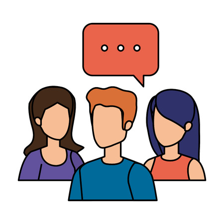 group of people with speech bubble characters vector illustration designのイラスト素材