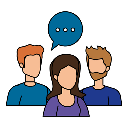 group of people with speech bubble characters vector illustration designのイラスト素材