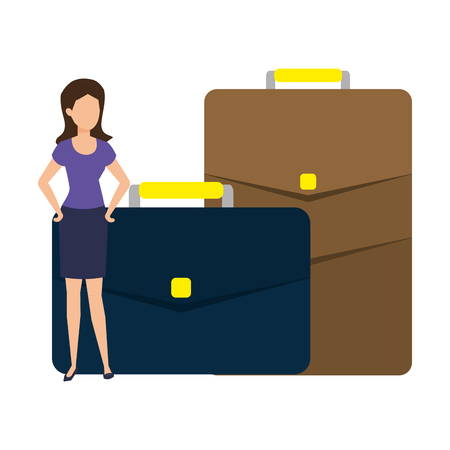 portfolio briefcase with business person vector illustration designのイラスト素材