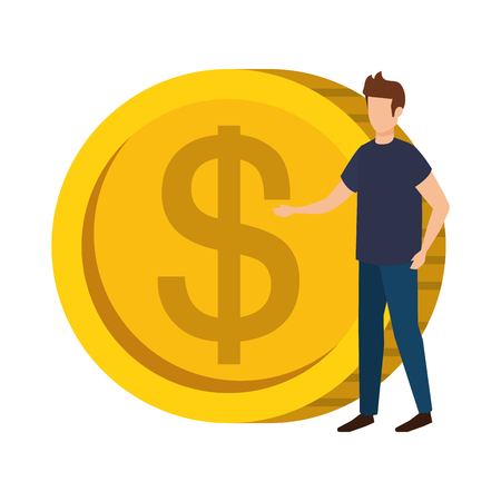 coin money with business person vector illustration designのイラスト素材