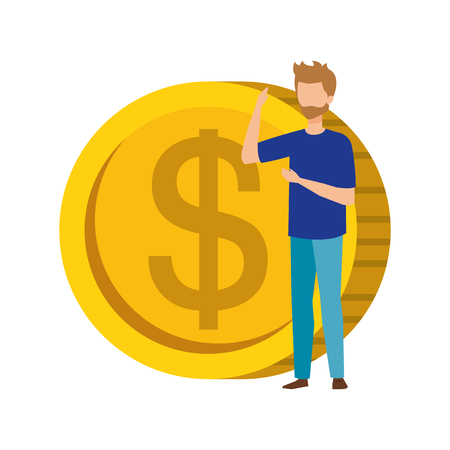 coin money with business person vector illustration designのイラスト素材