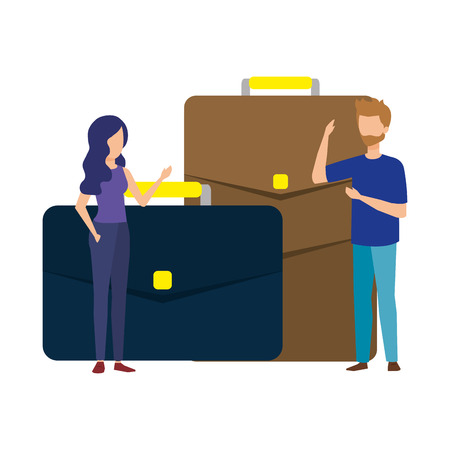 portfolio briefcase with business person vector illustration designのイラスト素材