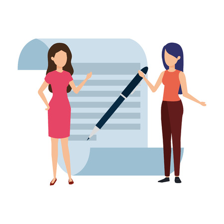 paper document with business person and pen vector illustration designのイラスト素材