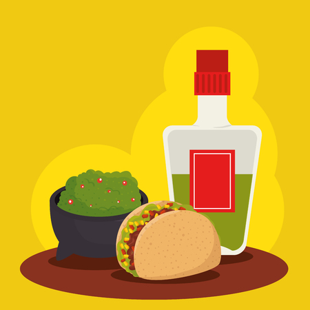 mexican food with tequila to traditional celebration vector illustrationのイラスト素材