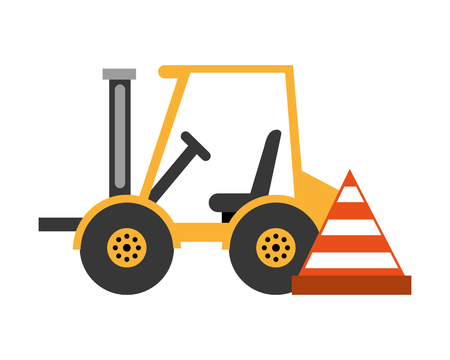 forklift machine and cone construction equipment design vector illustrationのイラスト素材