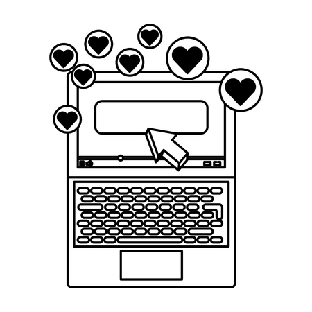 laptop likes arrow social media vector illustrationのイラスト素材