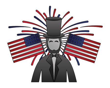abraham lincoln american presidents day vector illustrationのイラスト素材