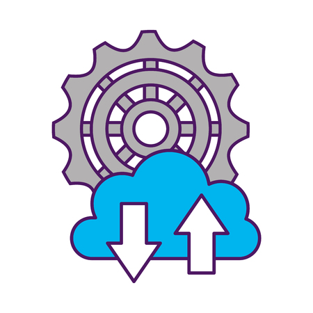 gear cloud storage upload download success vector illustrationのイラスト素材