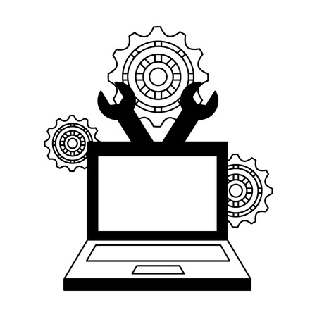 laptop support gears tools business vector illustrationのイラスト素材
