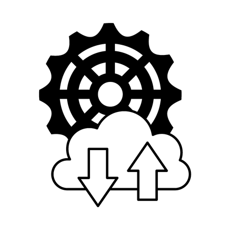 gear cloud storage upload download success vector illustrationのイラスト素材