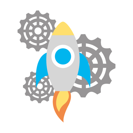 rocket gears business startup success vector illustrationのイラスト素材
