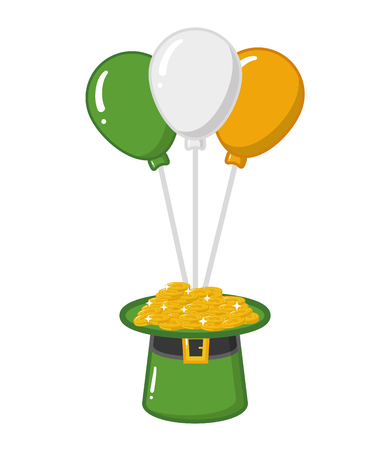 hat coins balloons happy st patricks day vector illustrationのイラスト素材