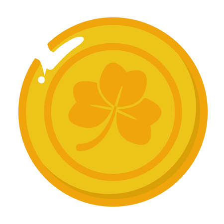 golden coin clover happy st patricks day vector illustrationのイラスト素材