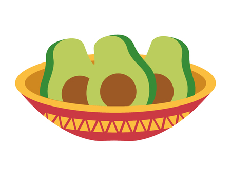 avocados in bowl mexican food traditional vector illustrationのイラスト素材
