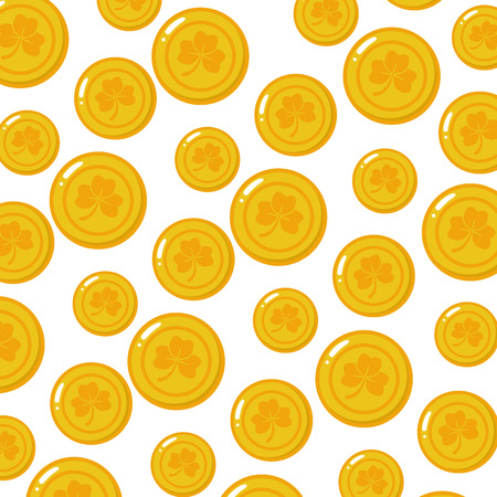 background golden coins clover happy st patricks day vector illustrationのイラスト素材
