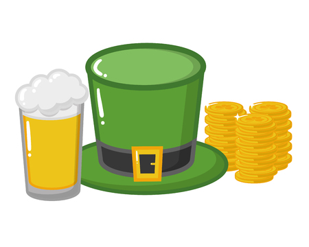 hat coins and beer happy st patricks day vector illustrationのイラスト素材