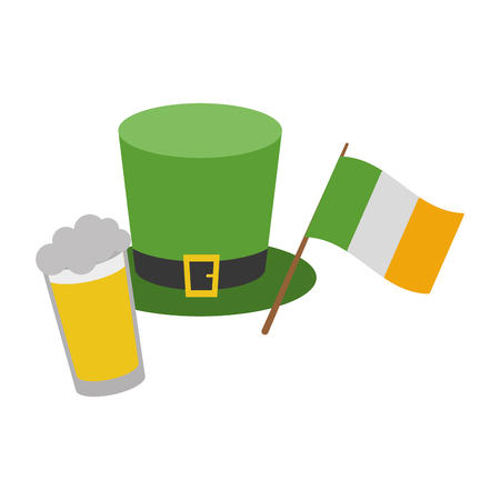 hat flag and beer happy st patricks day vector illustrationのイラスト素材