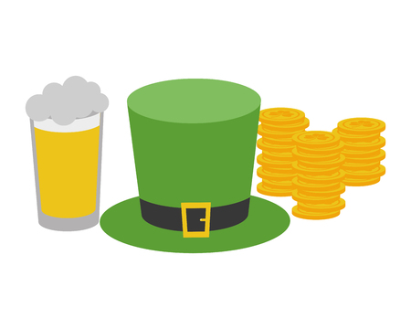 hat coins and beer happy st patricks day vector illustrationのイラスト素材