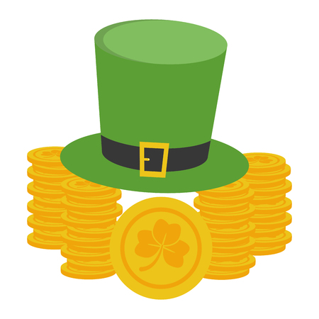 hat stacked coins happy st patricks day vector illustrationのイラスト素材