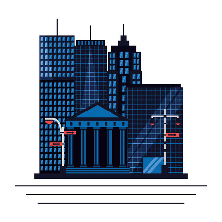 city buildings skyscraper on white background vector illustrationのイラスト素材