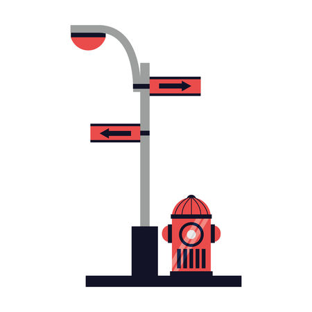 fire water hydrant light pole arrow traffic vector illustrationのイラスト素材