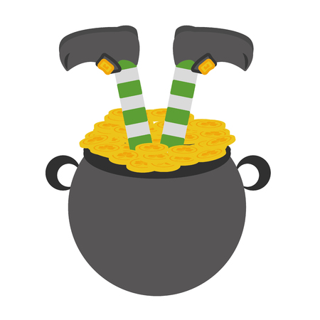 leprechaun legs cauldron coins happy st patricks day vector illustrationのイラスト素材