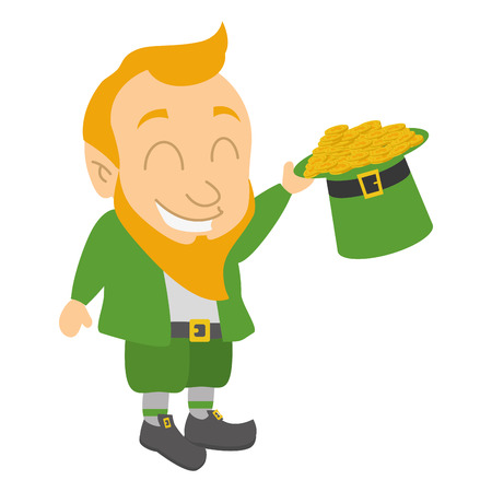 leprechaun holding hat with coins happy st patricks day vector illustrationのイラスト素材