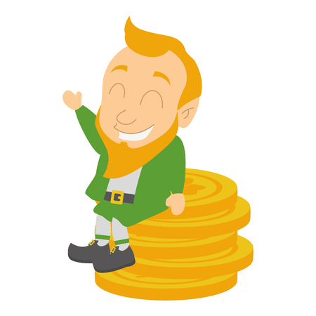 leprechaun sitting coins happy st patricks day vector illustrationのイラスト素材