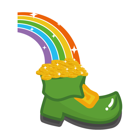 boot rainbow coins happy st patricks day vector illustrationのイラスト素材