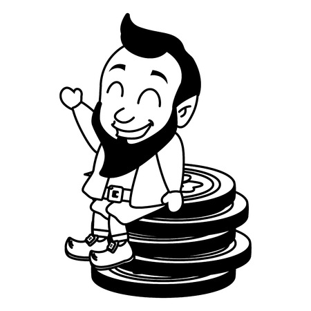 leprechaun sitting coins happy st patricks day vector illustrationのイラスト素材
