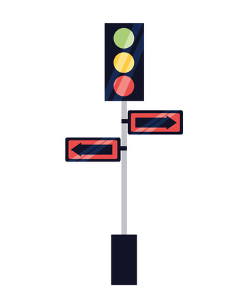 traffic lights pole arrows signal vector illustrationのイラスト素材