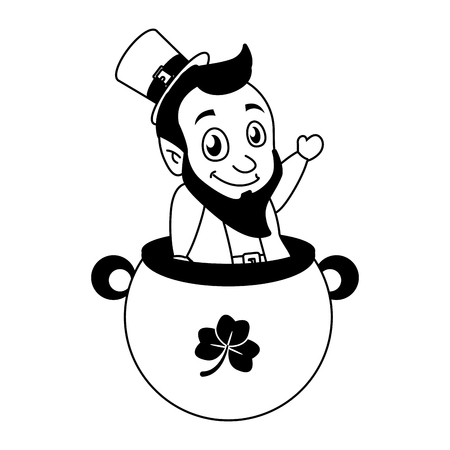 leprechaun on cauldron with coins happy st patricks day vector illustrationのイラスト素材