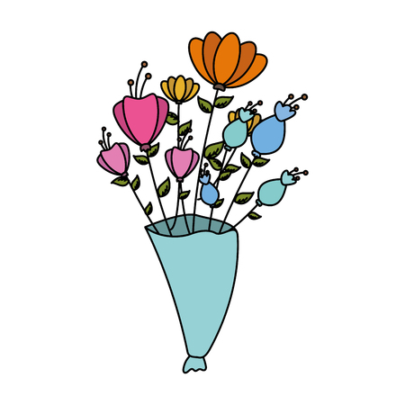 bouquet flowers ornament on white background vector illustrationのイラスト素材