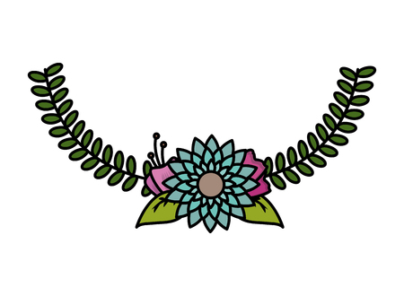 delicate flowers leaves on white background vector illustrationのイラスト素材