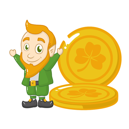 leprechaun and golden coins happy st patricks day vector illustrationのイラスト素材