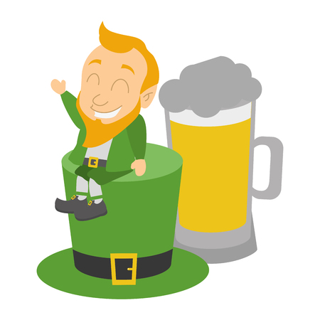 leprechaun and hat beer happy st patricks day vector illustrationのイラスト素材