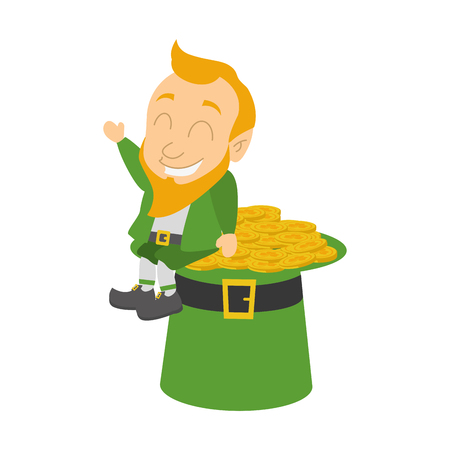 leprechaun and hat coins happy st patricks day vector illustrationのイラスト素材