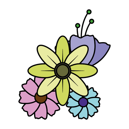 flowers leaves decoration on white background vector illustrationのイラスト素材