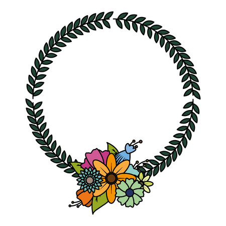 floral wreath flowers leaves decoration vector illustrationのイラスト素材