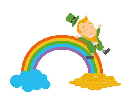 leprechaun coins rainbow happy st patricks day vector illustrationのイラスト素材