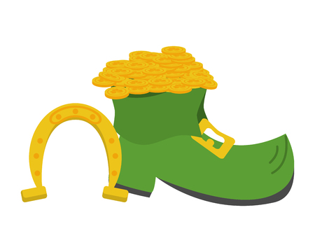 shoe horseshoe coins happy st patricks day vector illustrationのイラスト素材