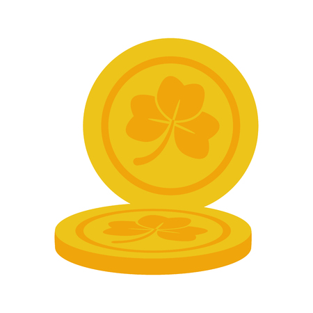 golden coins clover happy st patricks day vector illustrationのイラスト素材