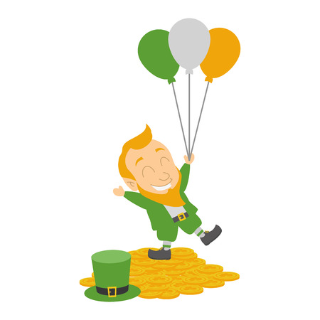 leprechaun with balloons coins happy st patricks day vector illustrationのイラスト素材