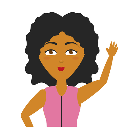 woman portrait waving hand white background vector illustrationのイラスト素材