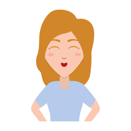 woman portrait happy close eyes vector illustrationのイラスト素材