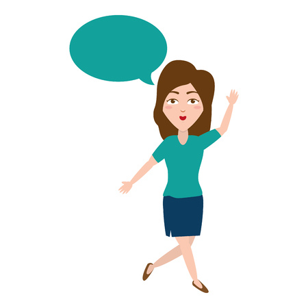 woman waving hand speech bubble vector illustrationのイラスト素材