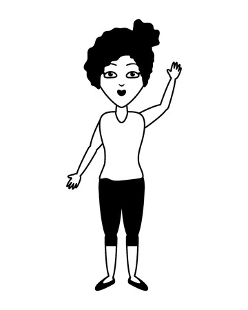 woman portrait waving hand white background vector illustrationのイラスト素材